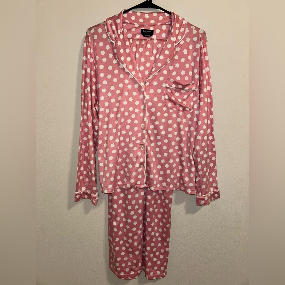 Kate Spade Pink and White Polka Dot Pajama Set
